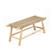 Banc en teck massif et jonc de mer naturel 110x40x45cm Porto - Bazar Bizar