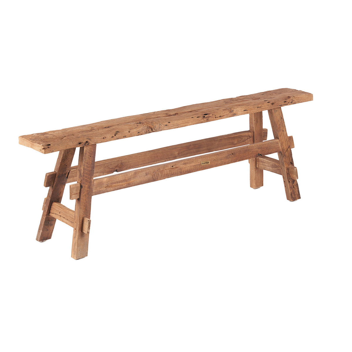 Banc en teck massif naturel marron 150x25x50cm Beauteous Rustic - Bazar Bizar