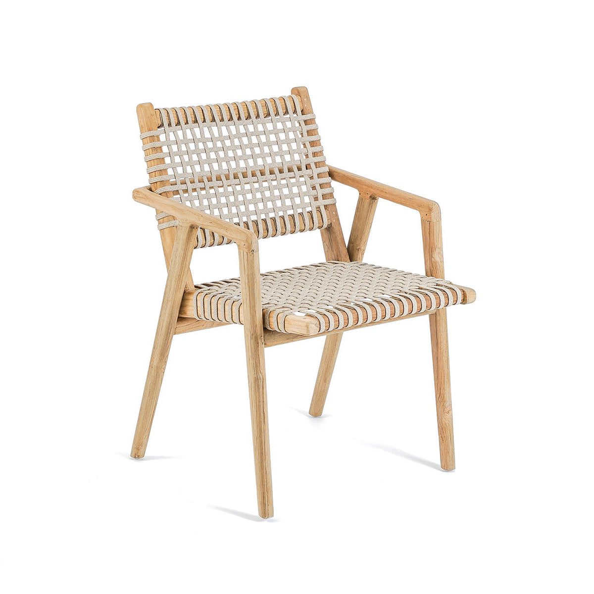 Chaise de jardin avec accoudoirs en bois de teck recyclé naturel 54x58x82cm Trikeri - Bazar Bizar