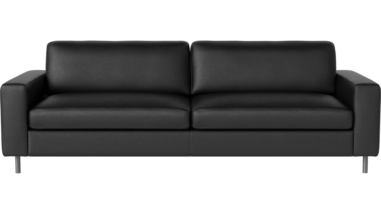 Canapé 3 places en cuir quattro noir et pieds en acier inox 236cm Scandinavia - Bolia