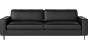Canapé 3 places en cuir quattro noir et pieds en acier inox 236cm Scandinavia - Bolia