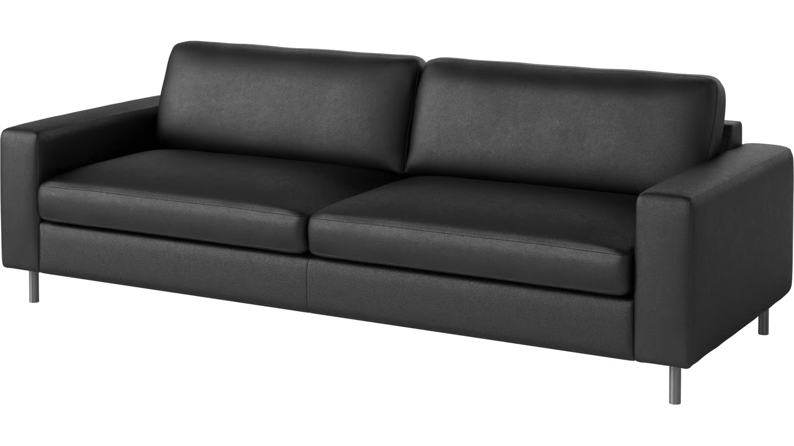 Canapé 3 places en cuir quattro noir et pieds en acier inox 236cm Scandinavia - Bolia