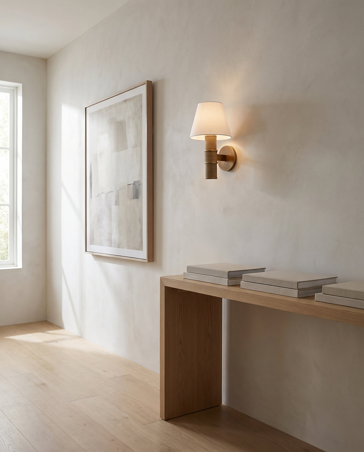 Applique murale en acier laiton patiné 20x33cm Denton - Troy Lighting en situation