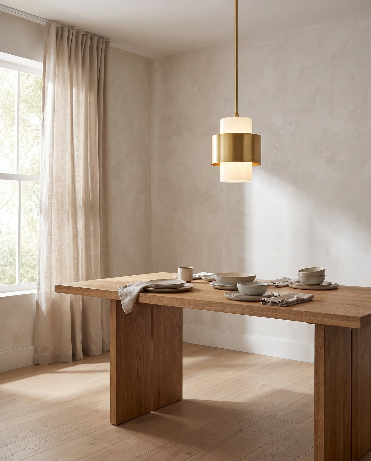 Suspension en acier laiton vieilli 28x34cm Corinth - Hudson Valley Lighting en situation