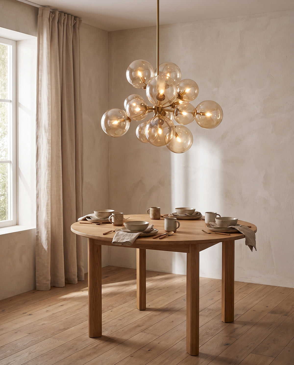 Pendant Light Patinated Brass Glass 78x58cm Santee - Troy Lighting en situation