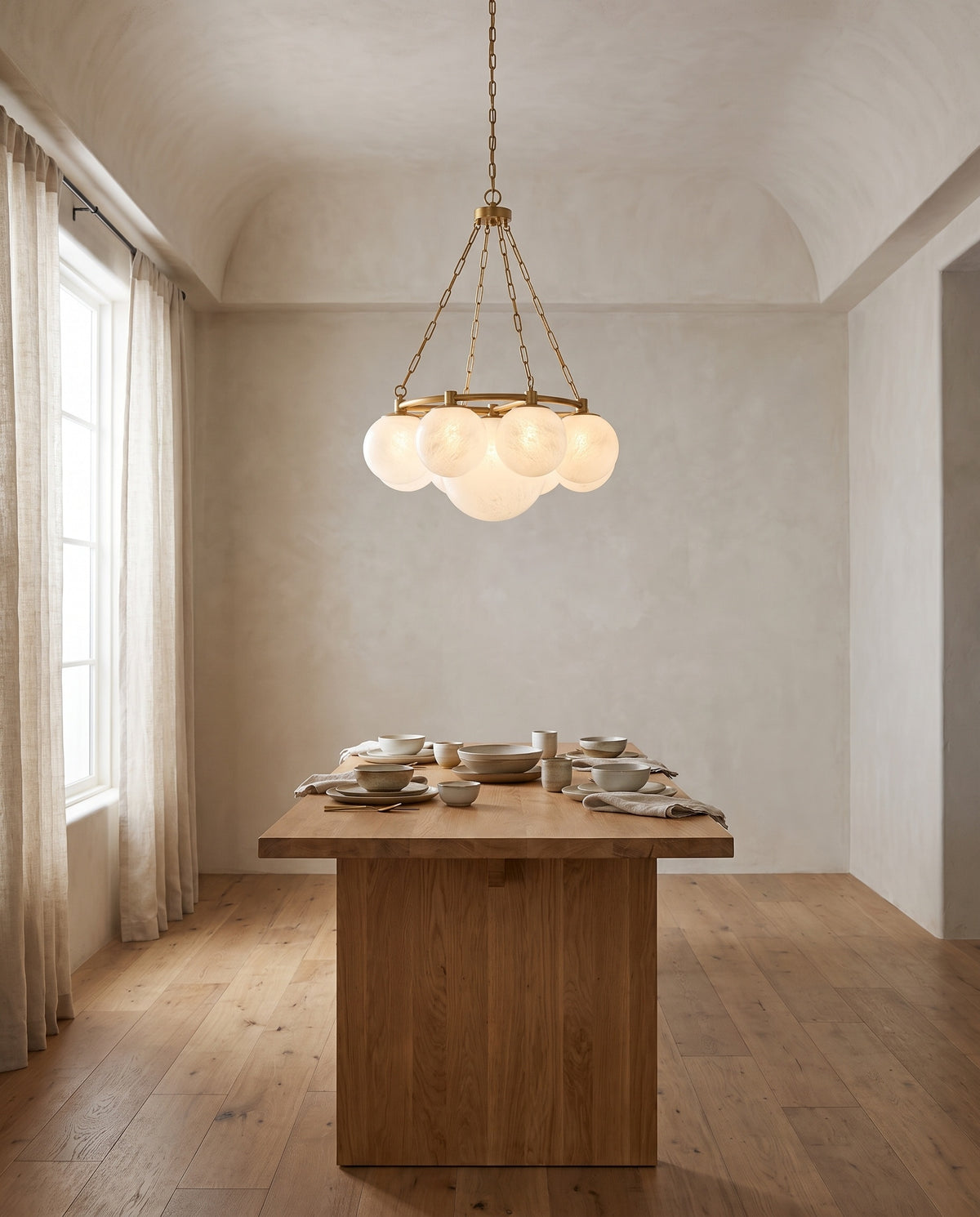 Suspension en acier laiton vieilli 75x37cm Thornwood - Hudson Valley Lighting en situation
