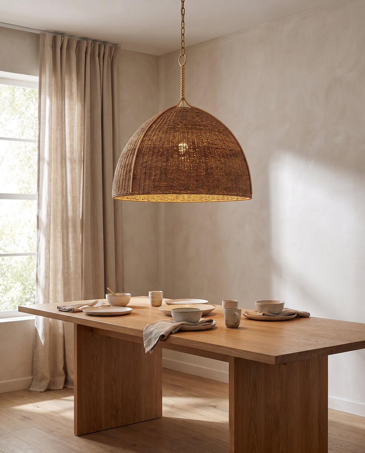 Suspension en acier feuille d'or ancienne 72x74cm Woodlawn - Hudson Valley Lighting en situation