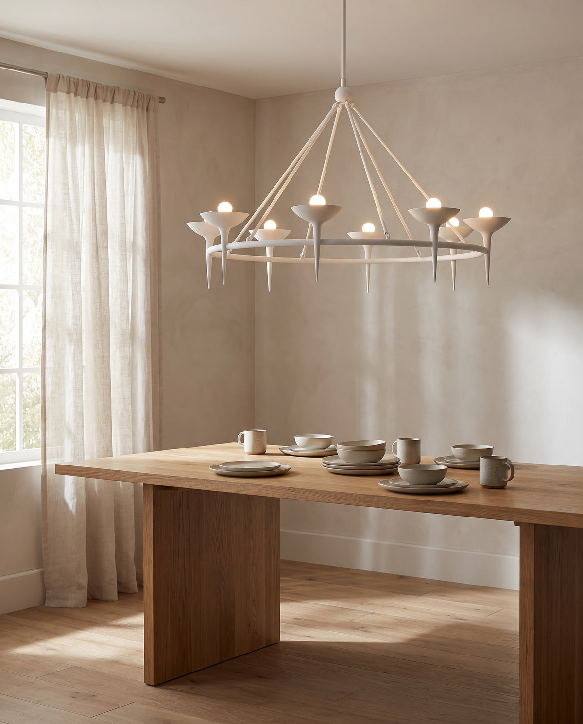 Suspension en acier blanc gesso 140x90cm Cecilia - Troy Lighting en situation