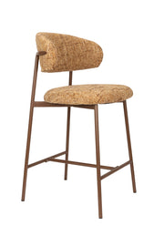 Silla de bar en tejido amarillo jaspeado y metal marrón 65cm Finn - The Cool Republic