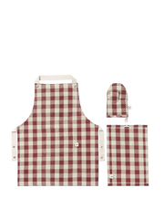 Set cucina per bambini in cotone biologico a quadri marrone e verde Bothy - Ferm Living