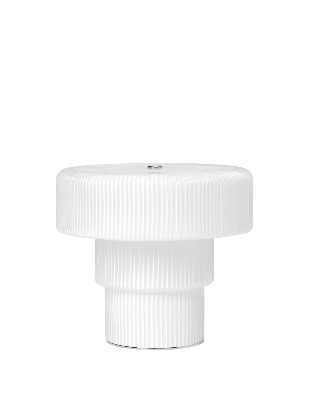 Lampe portable en verre soufflé blanc et acier chromé 19 x 16,5 cm Ripple - Ferm Living