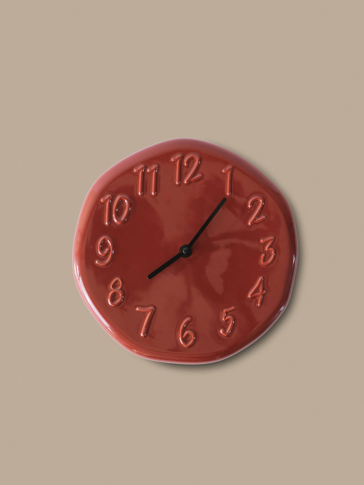 Orologio da parete in gres smaltato rosso 25 cm Loopi - Ferm Living