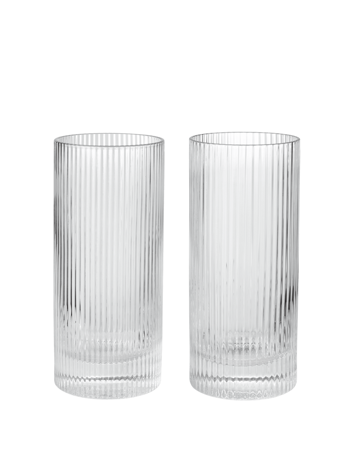 2 Verres hauts en verre soufflé recyclé transparent 7 x 16 cm Ripple - Ferm Living