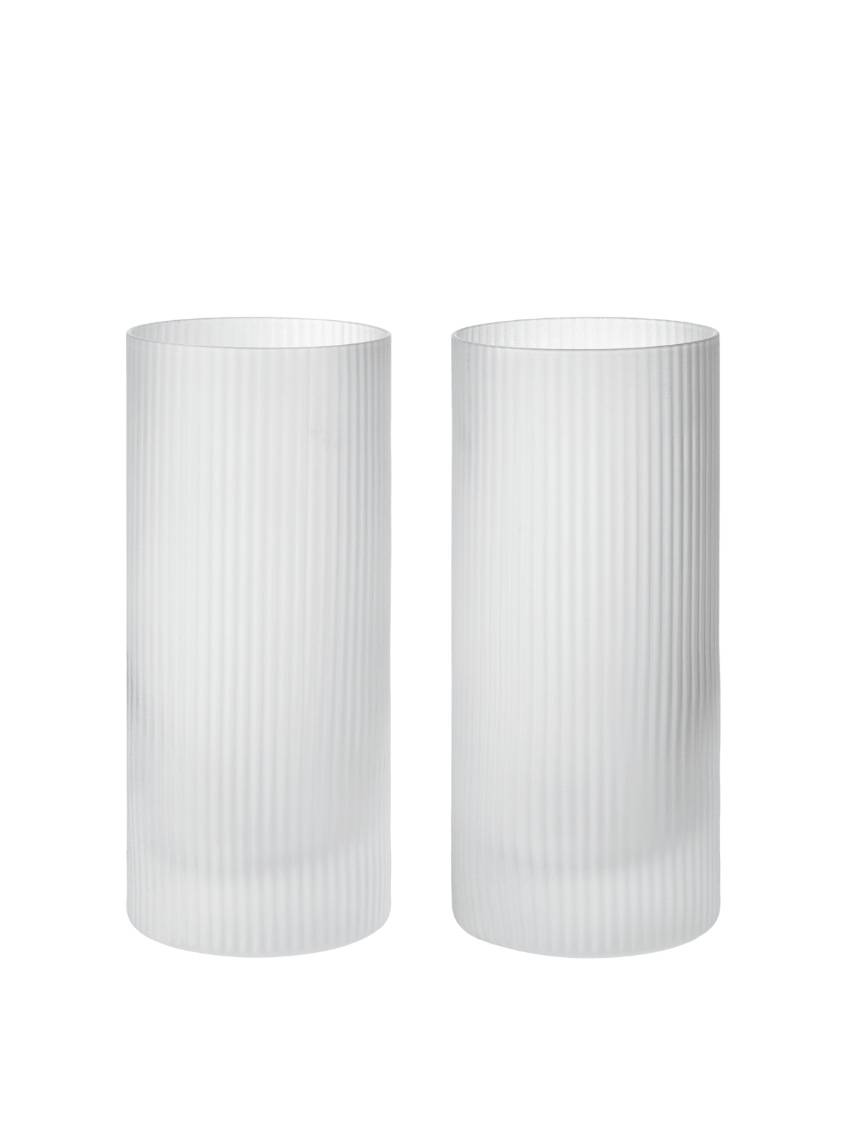 2 Verres hauts en verre soufflé recyclé blanc givré 7 x 16 cm Ripple - Ferm Living