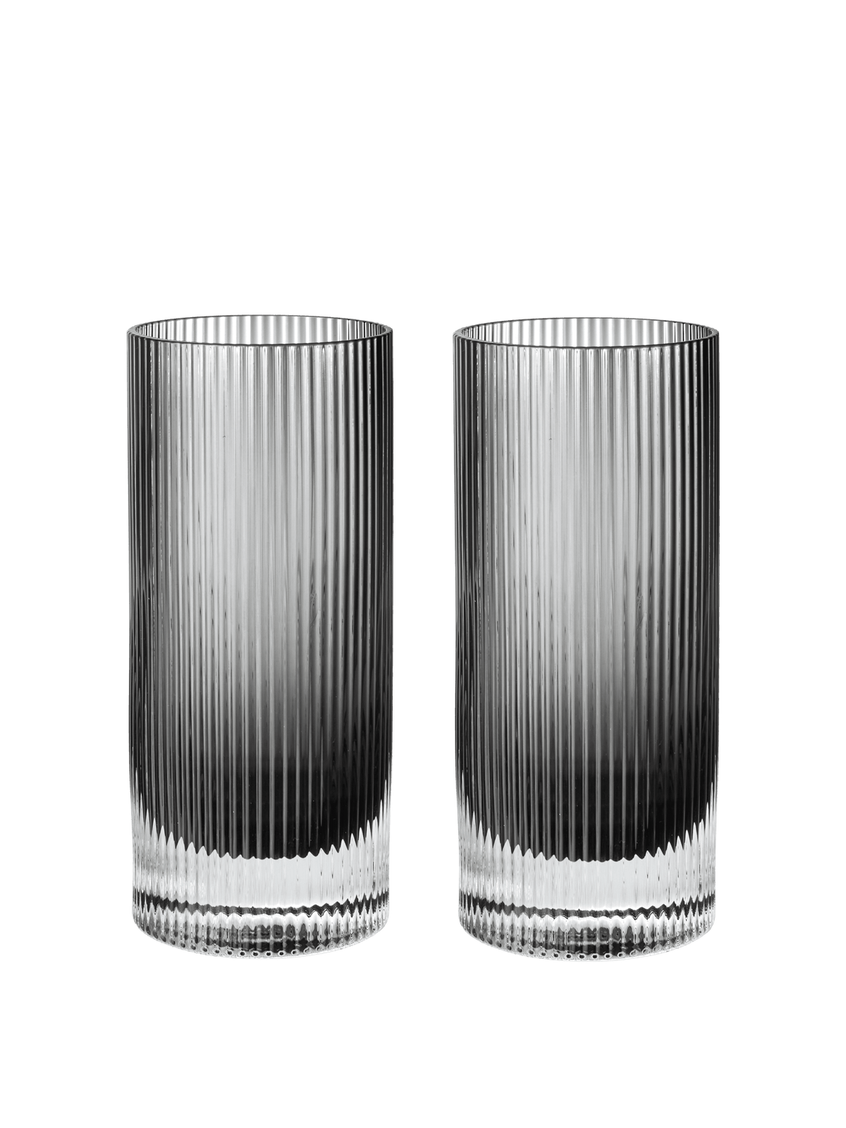 2 Verres hauts en verre soufflé recyclé gris fumé 7 x 16 cm Ripple - Ferm Living
