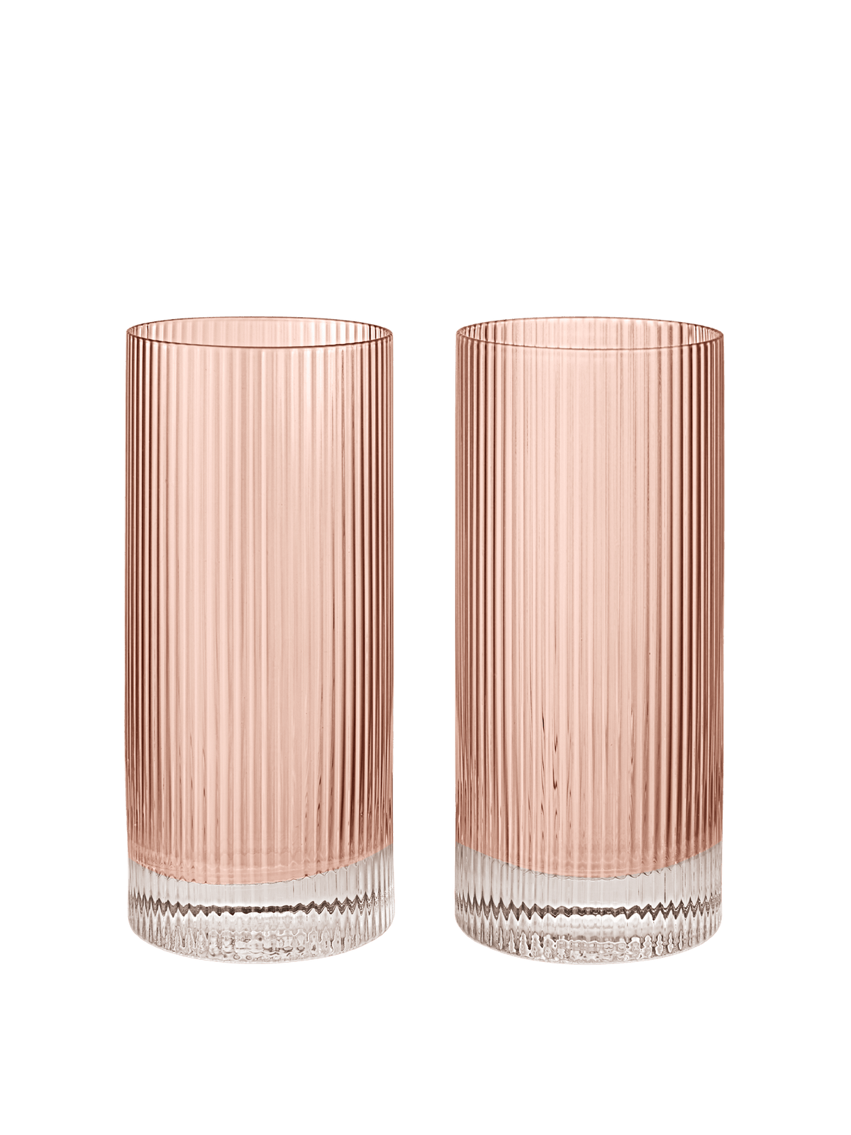 2 Verres hauts en verre soufflé recyclé rose 7 x 16 cm Ripple - Ferm Living
