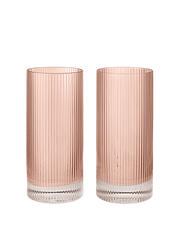 2 vasos altos en vidrio soplado reciclado rosa 7 x 16 cm Ripple - Ferm Living