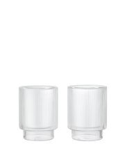 2 Bicchieri Termici a Doppia Parete in Vetro Soffiato Riciclato Trasparente Ripple - Ferm Living