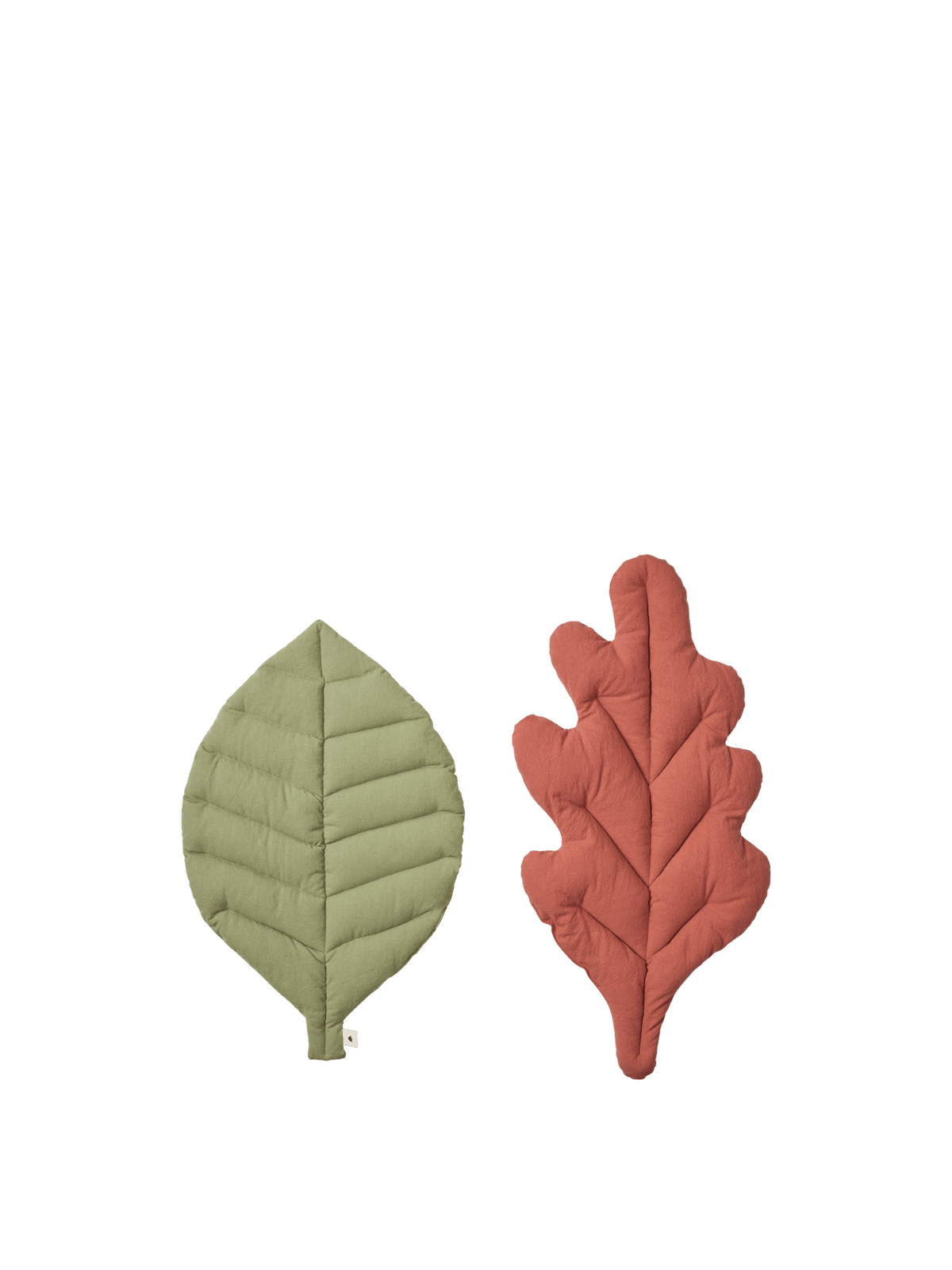 2 Cuscini Foglie Autunnali in Cotone Biologico Riciclato Verde e Terracotta Leaf - Ferm Living