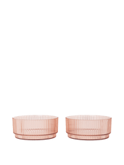 2 Transparent Pink Plastic Bowls 10.5 x 4.5 cm Ripple - Ferm Living