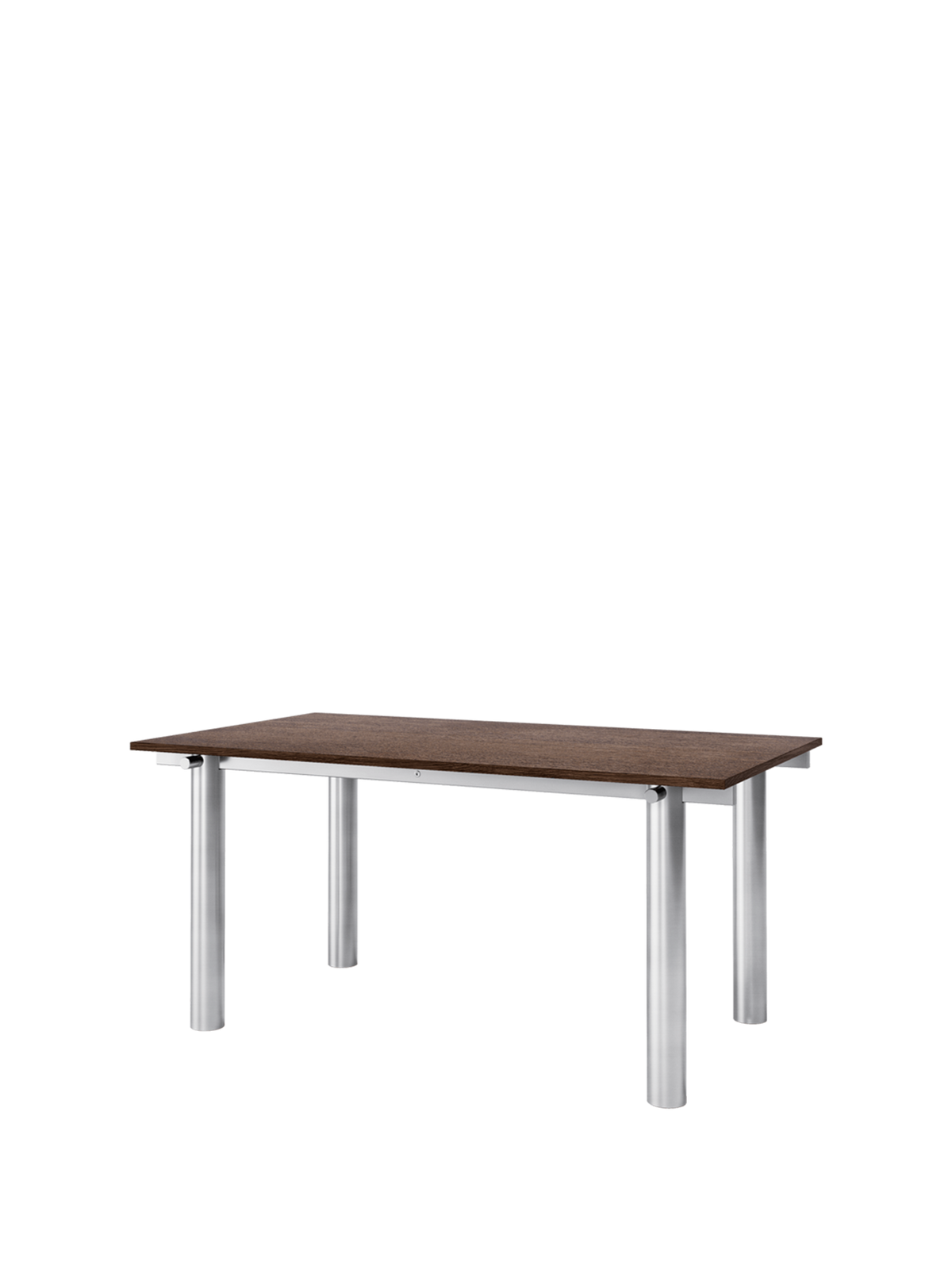 Table à manger rectangulaire en acier inoxydable brossé et chêne foncé vernis 160 x 90 cm Atura - Ferm Living