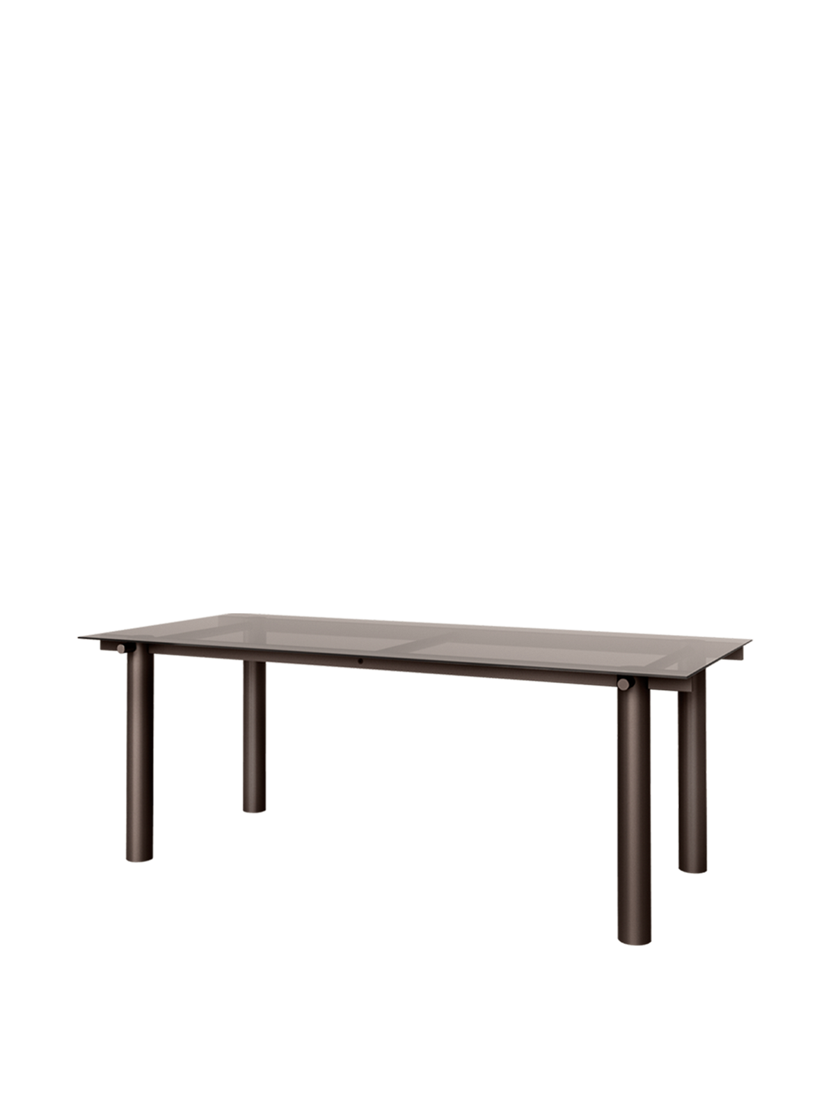 Table à manger rectangulaire en acier marron et verre teinté foncé 200 x 90 cm Atura - Ferm Living