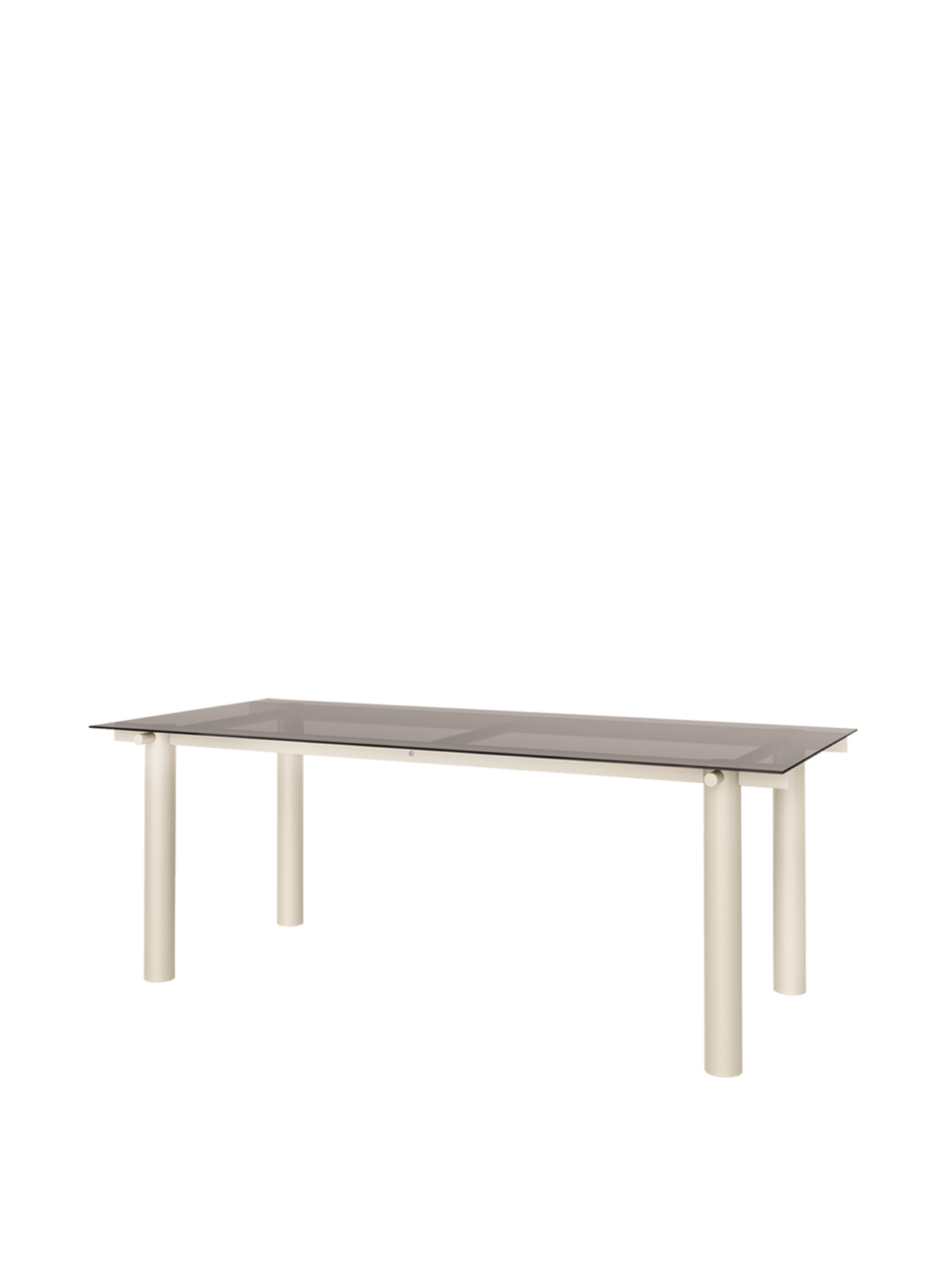 Table à manger rectangulaire en acier beige et verre teinté foncé 200 x 90 cm Atura - Ferm Living