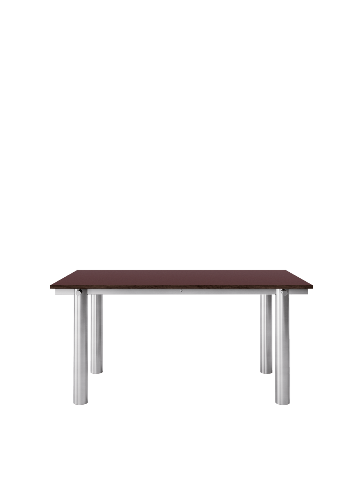 Table à manger rectangulaire en acier inoxydable brossé et lino bordeaux 160 x 90 cm Atura - Ferm Living