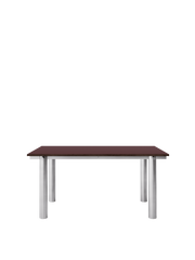 Tavolo da pranzo rettangolare in acciaio inossidabile spazzolato e linoleum bordeaux 160 x 90 cm Atura - Ferm Living