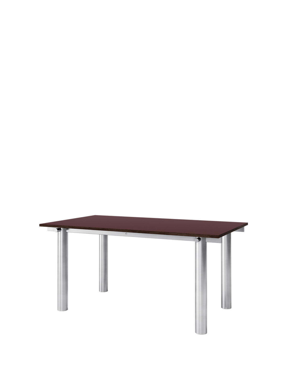 Table à manger rectangulaire en acier inoxydable brossé et lino bordeaux 160 x 90 cm Atura - Ferm Living