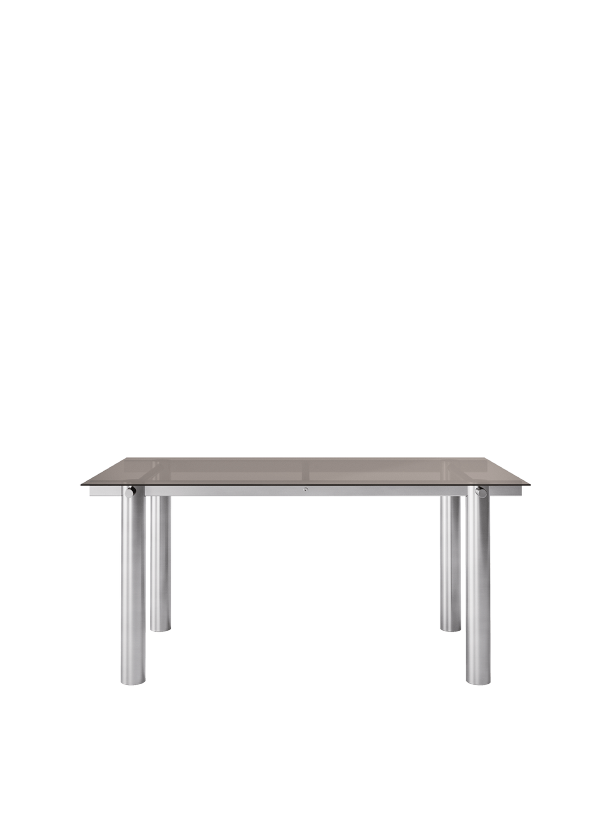 Table à manger rectangulaire en acier inoxydable brossé et verre teinté foncé 160 x 90 cm Atura - Ferm Living