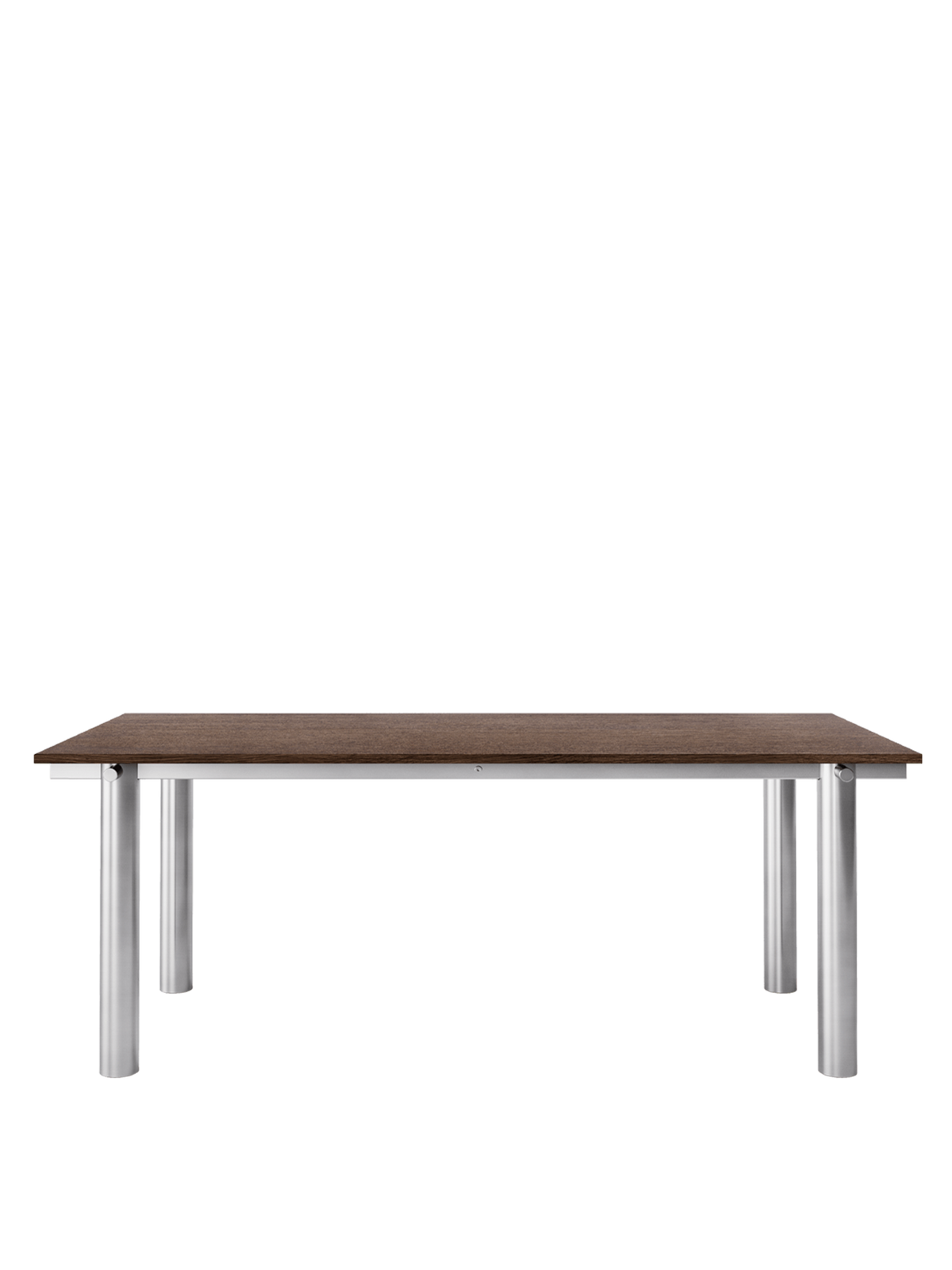 Table à manger rectangulaire en acier inoxydable brossé et chêne foncé vernis 200 x 90 cm Atura - Ferm Living