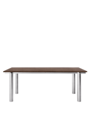 Rechteckiger Esstisch aus gebürstetem Edelstahl und lackierter dunkler Eiche 200 x 90 cm Atura - Ferm Living