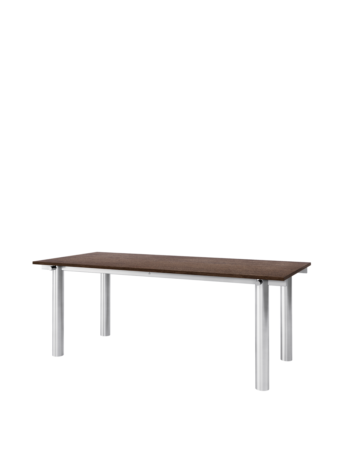 Table à manger rectangulaire en acier inoxydable brossé et chêne foncé vernis 200 x 90 cm Atura - Ferm Living