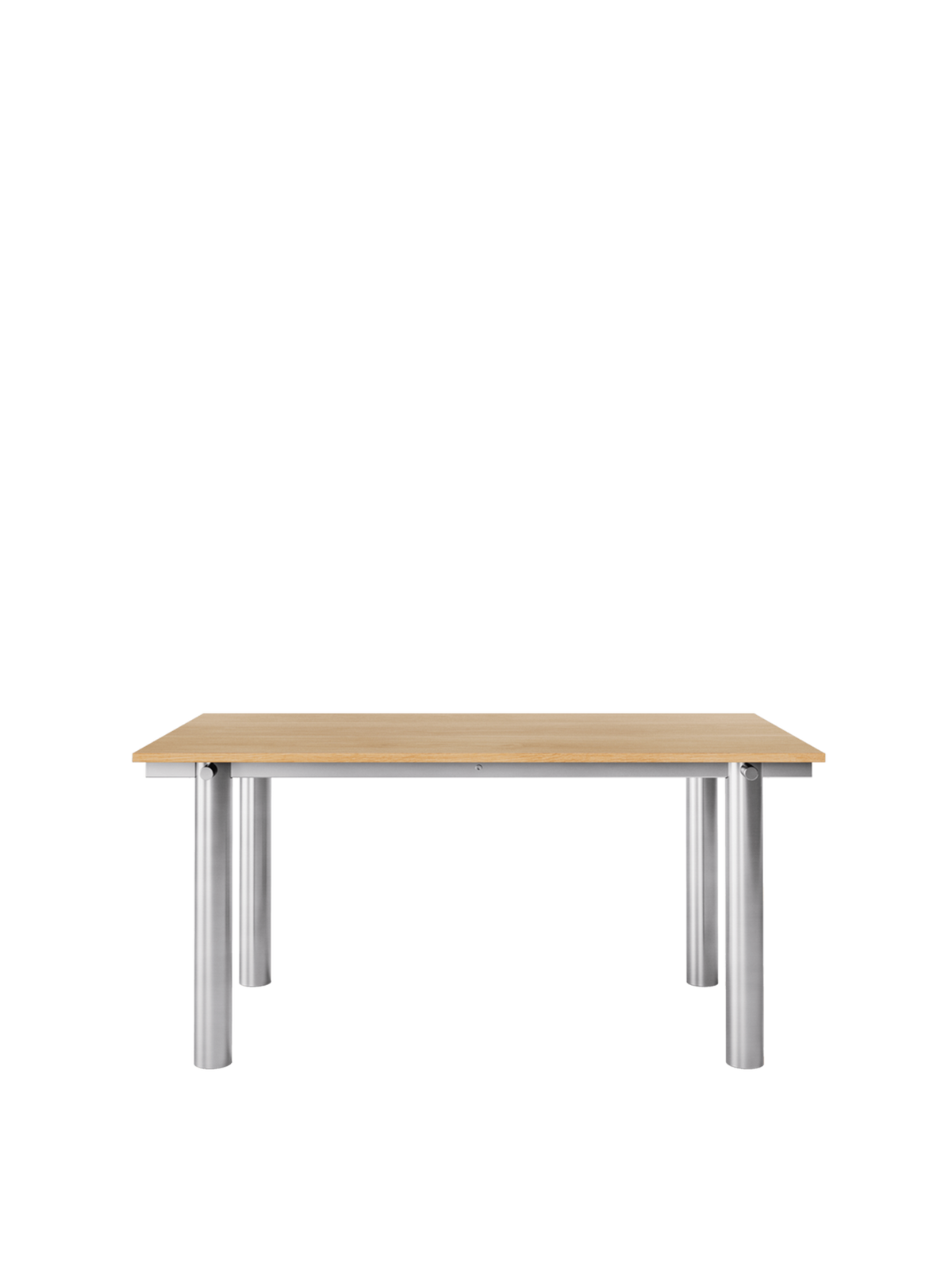 Table à manger rectangulaire en acier inoxydable brossé et chêne naturel vernis 160 x 90 cm Atura - Ferm Living