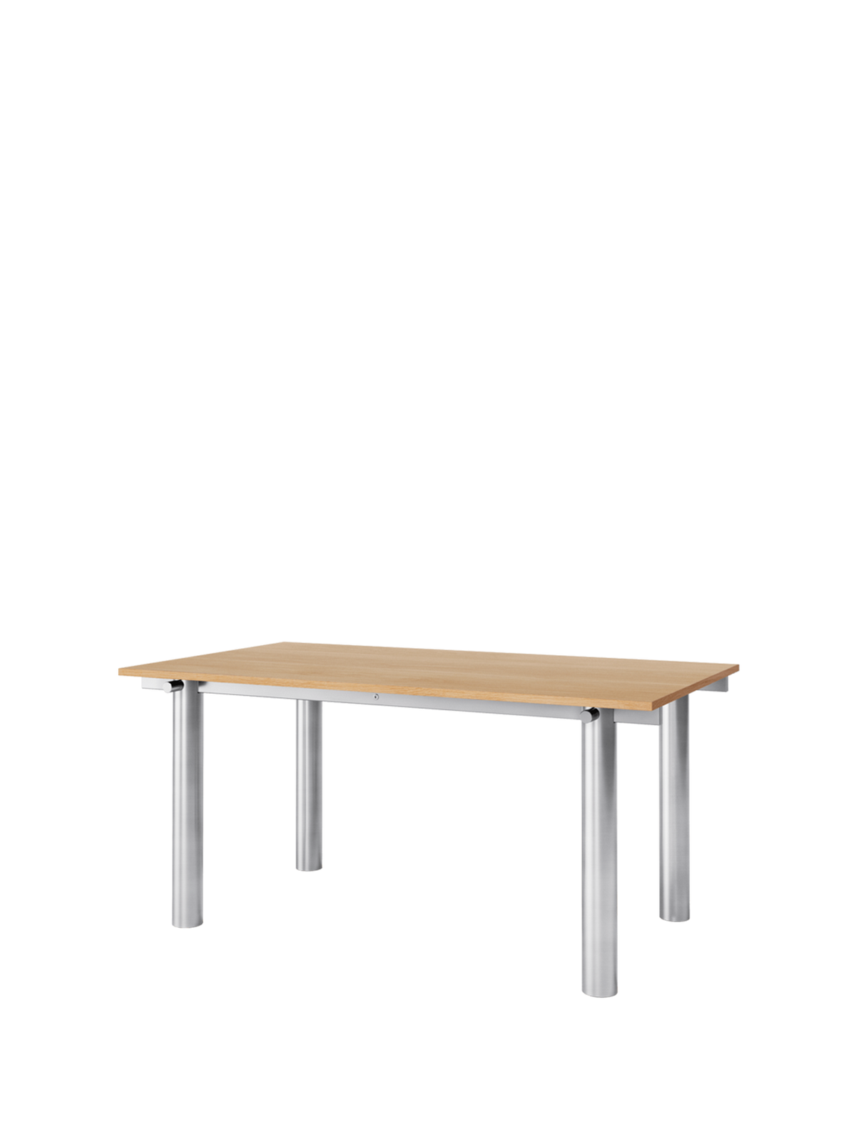 Table à manger rectangulaire en acier inoxydable brossé et chêne naturel vernis 160 x 90 cm Atura - Ferm Living
