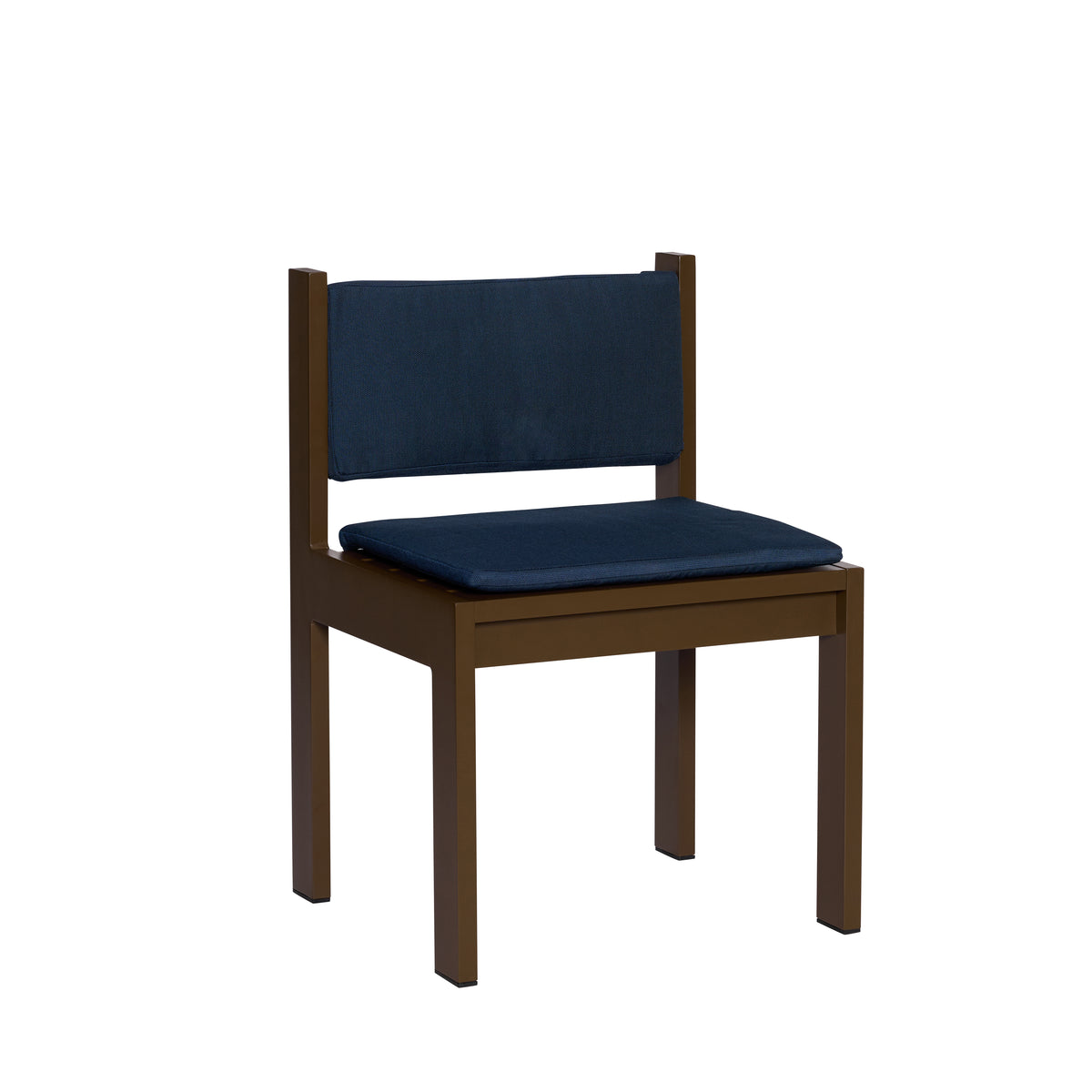 Garden chair in brown steel and dark blue cushions Haus - Hübsch