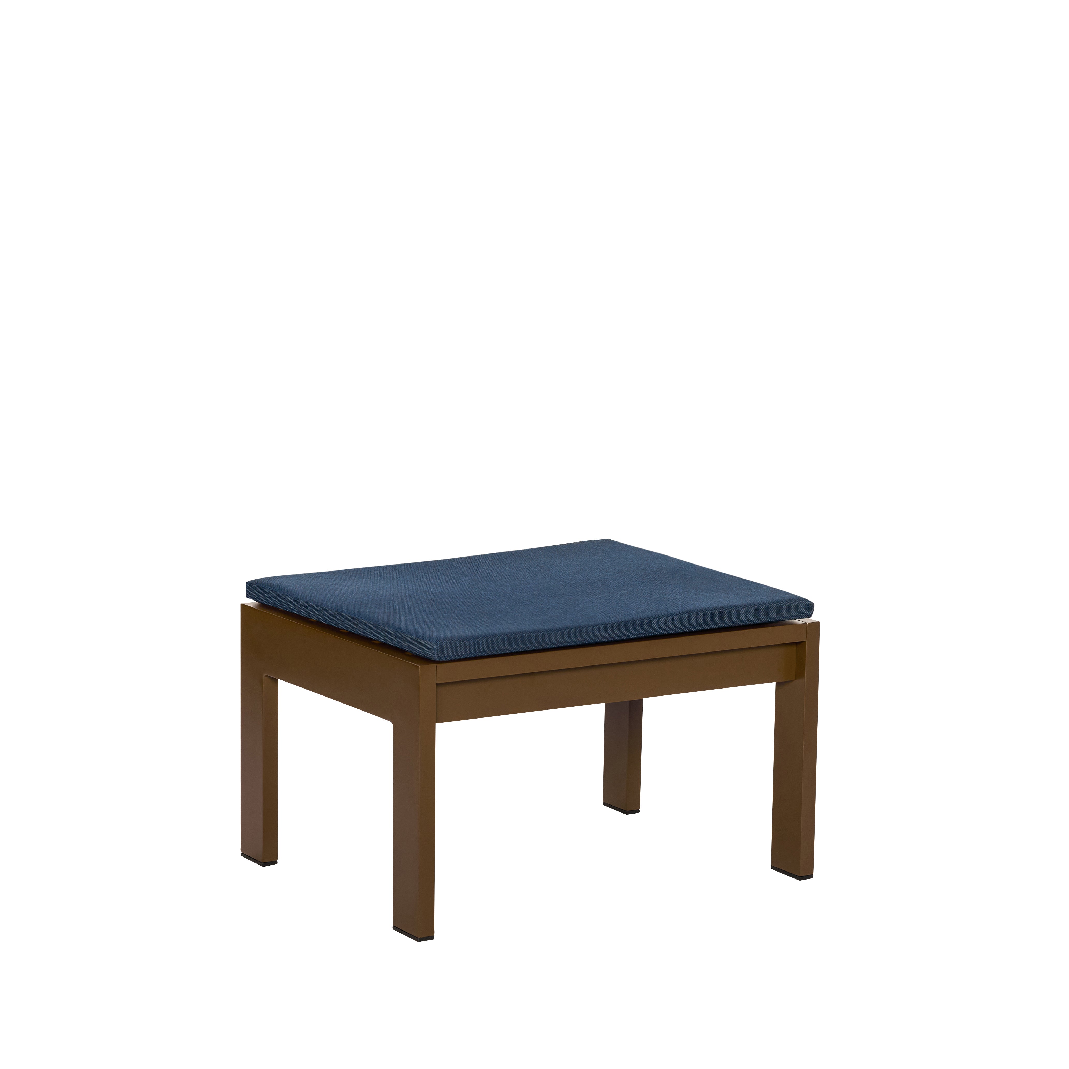 Gartenschemel aus Stahl braun mit Kissen dunkelblau 65x52x42cm Haus - Hübsch