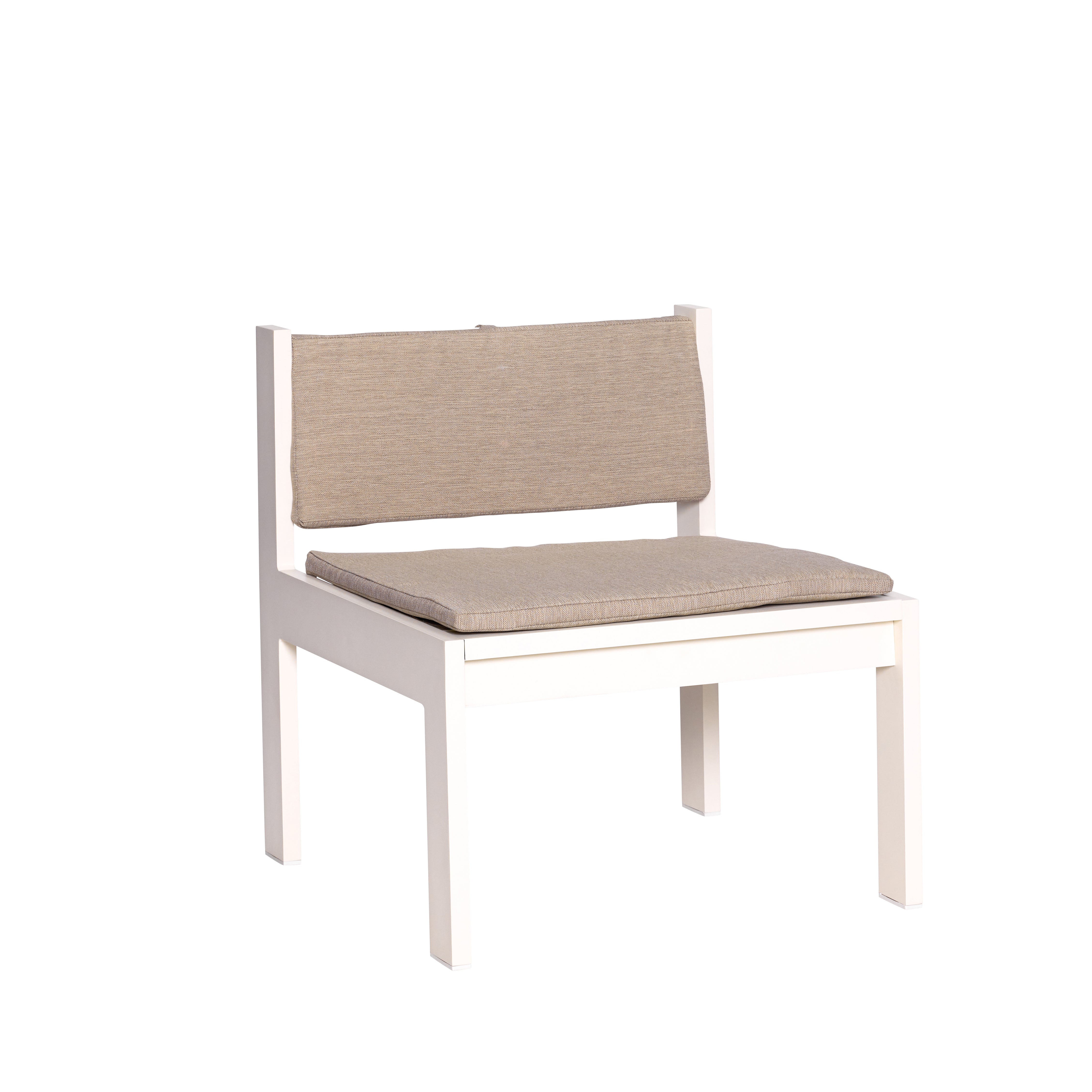 Garden armchair in beige steel with beige sand cushions Haus - Hübsch