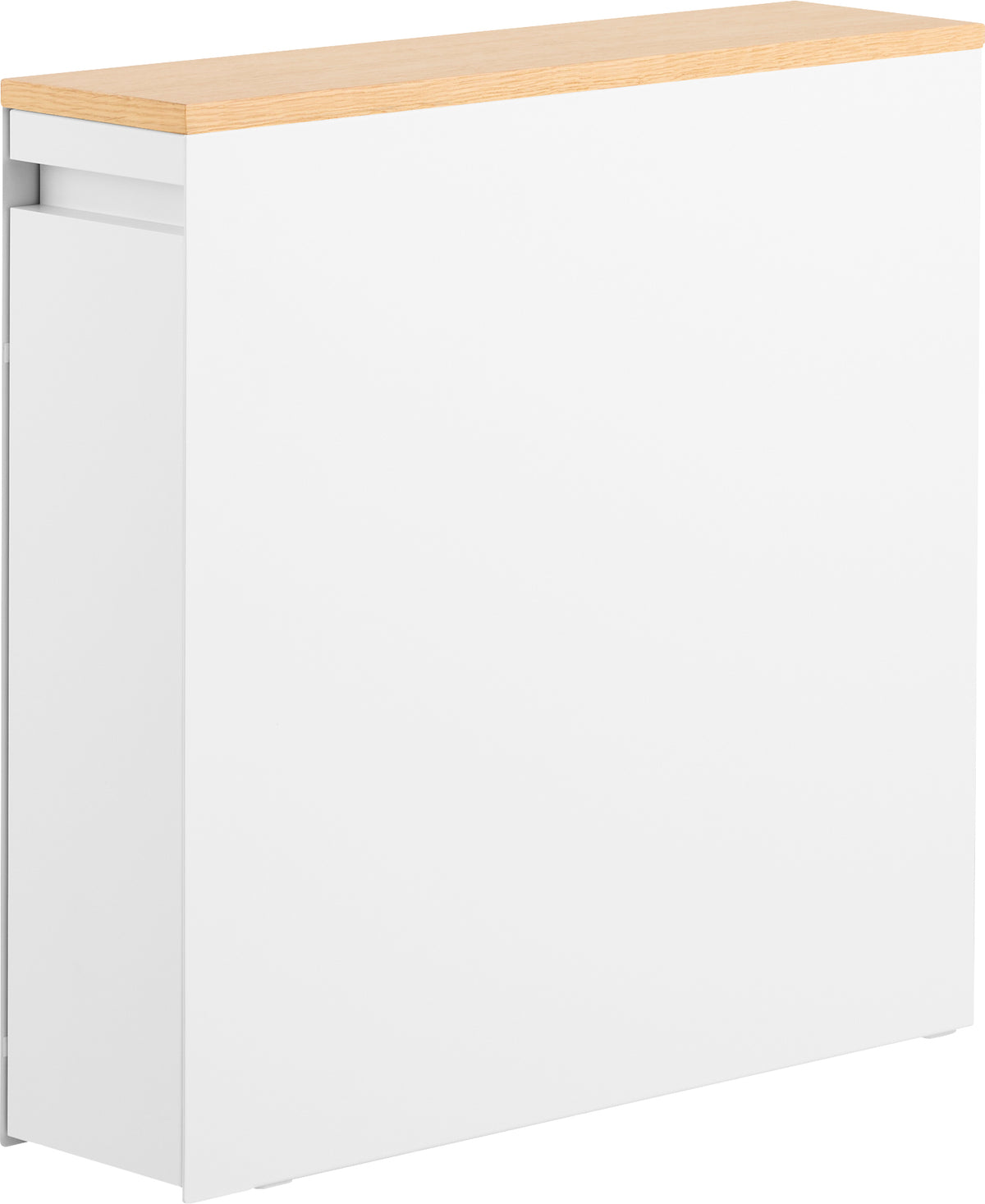 Storage support with sliding drawer and wooden and white matte smooth metal shelf 14 x 56 x 55 cm - Yamazaki