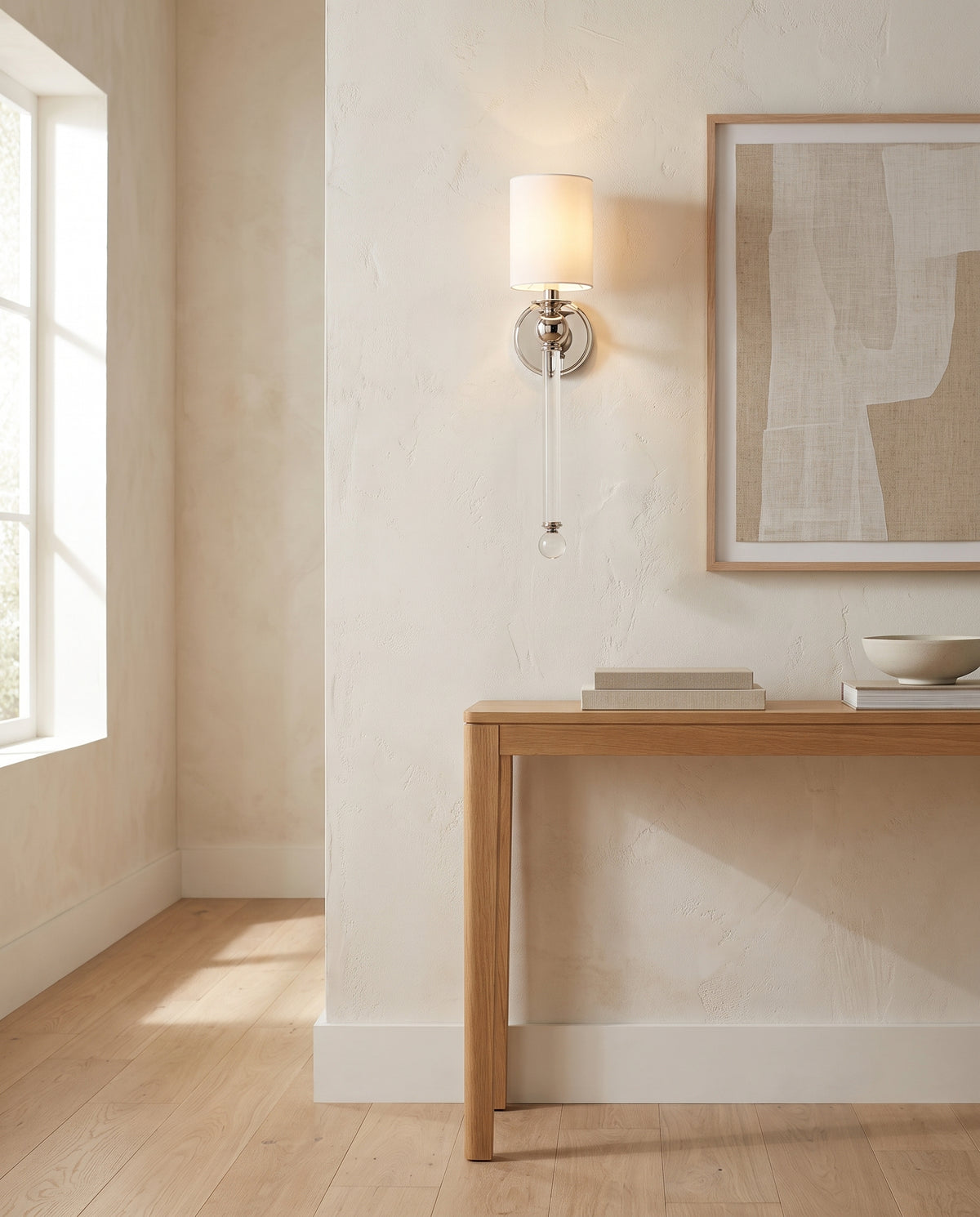 Applique murale en laiton nickel poli 13x57cm Gordon - Hudson Valley Lighting en situation