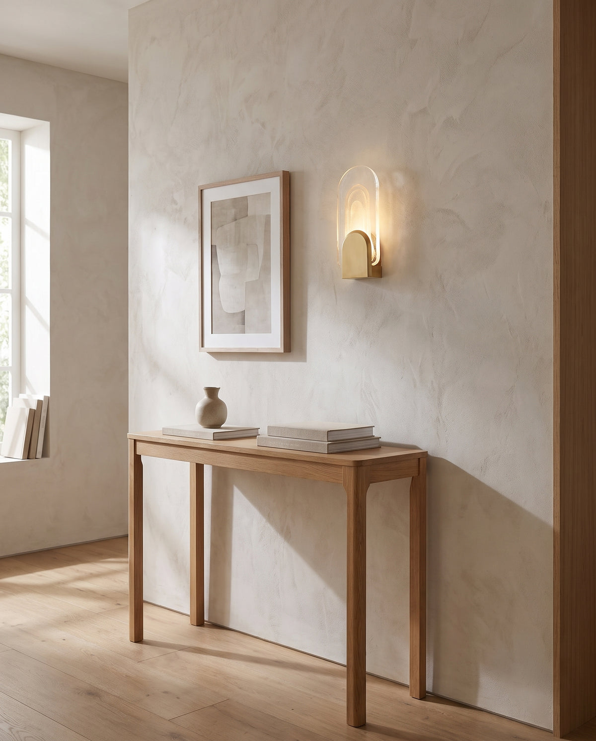Applique murale en laiton laiton ancien 18x42cm Morganite - Corbett Lighting en situation