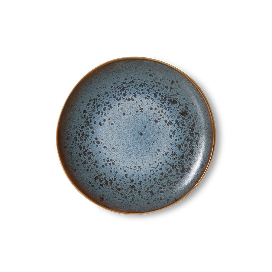 2 Assiettes à entrée rondes en grès bleu 22cm Vaisselle 70s - HKLiving - The Cool Republic