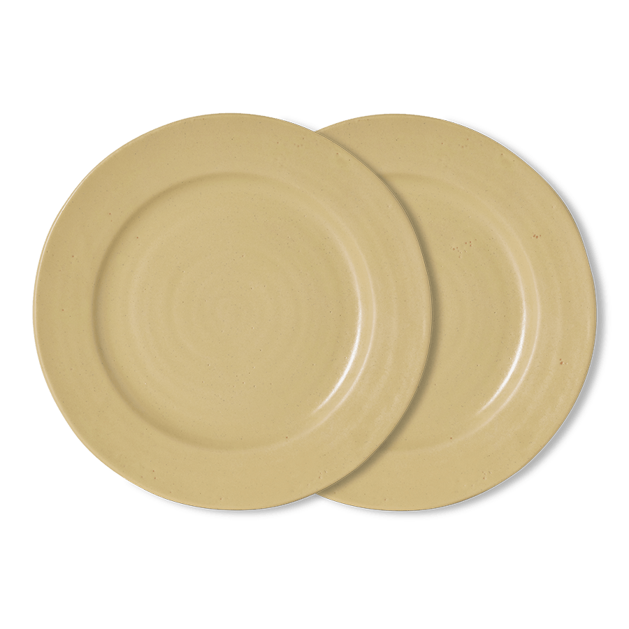 2 assiettes plates en grès jaune 26,5x2,5cm Farmhouse Ceramics - HKliving - The Cool Republic
