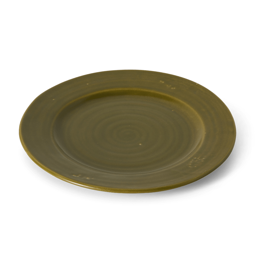 2 assiettes plates en grès vert 26,5x2,5cm Farmhouse Ceramics - HKliving - The Cool Republic