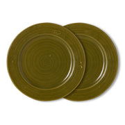 2 assiettes plates en grès vert 26,5x2,5cm Farmhouse Ceramics - HKliving - The Cool Republic