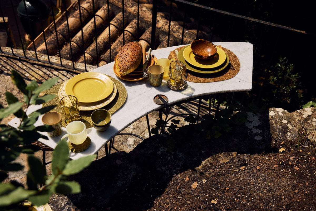2 assiettes plates en grès vert 26,5x2,5cm Farmhouse Ceramics - HKliving - The Cool Republic