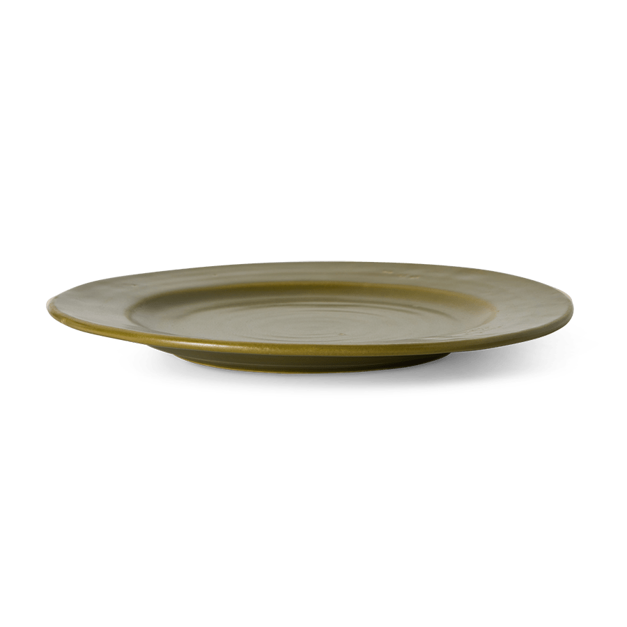 2 assiettes plates en grès vert 26,5x2,5cm Farmhouse Ceramics - HKliving - The Cool Republic