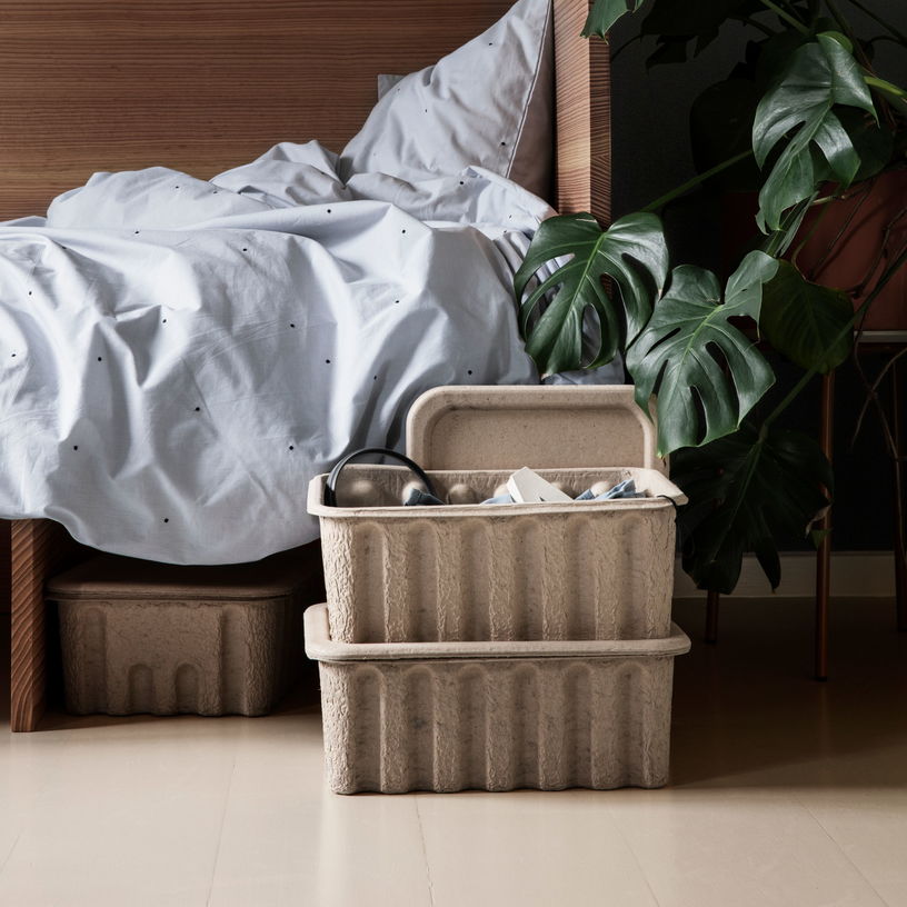 2 Boites de rangement M avec couvercle Paper Pulp - Ferm Living - The Cool Republic