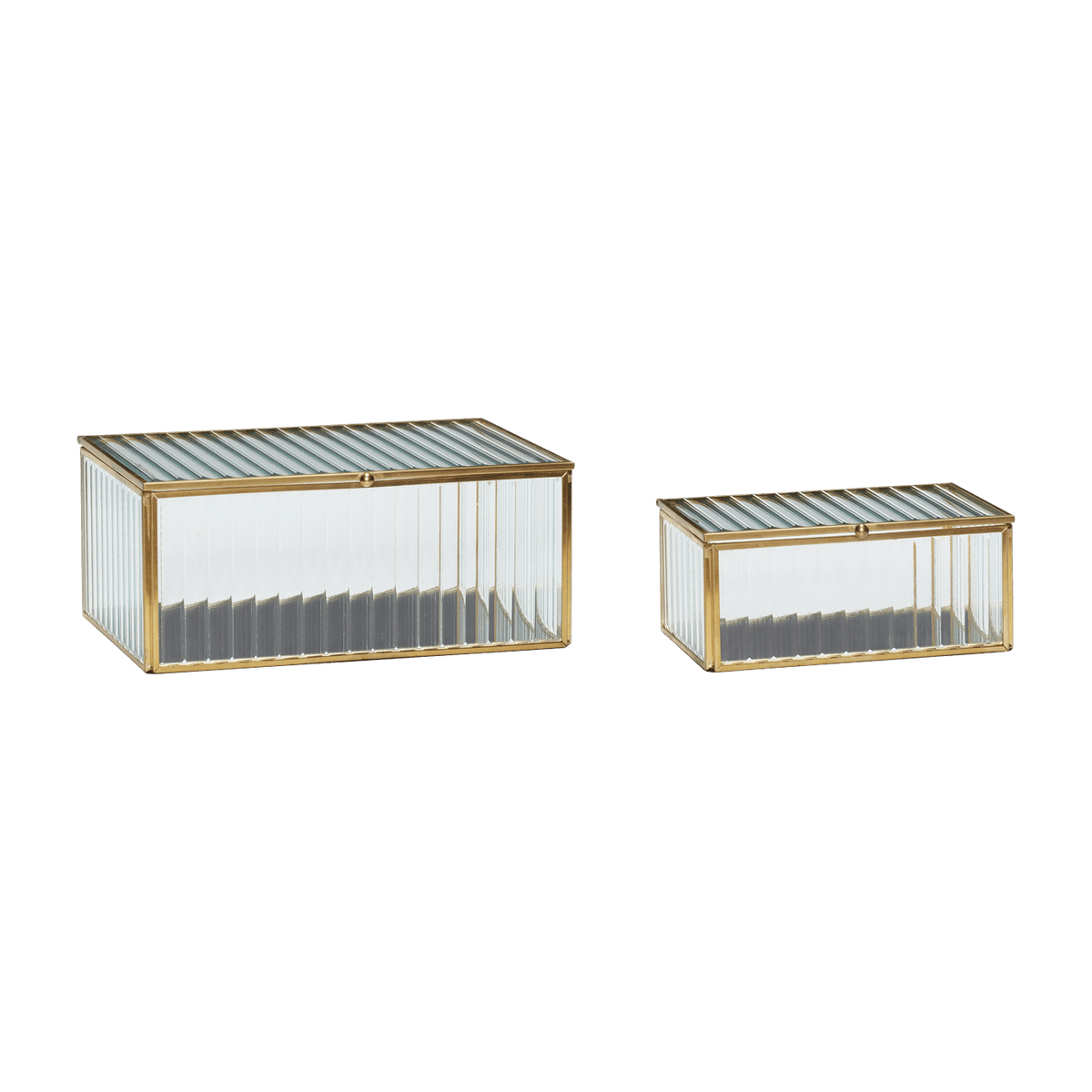 2 boîtes en verre strié et laiton - Hübsch - The Cool Republic